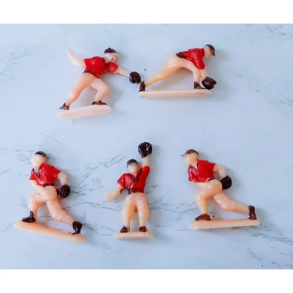 VTG 50s Baseball Player Cake Toppers Set of 5 MCM Retro Boys Sport Party Favors